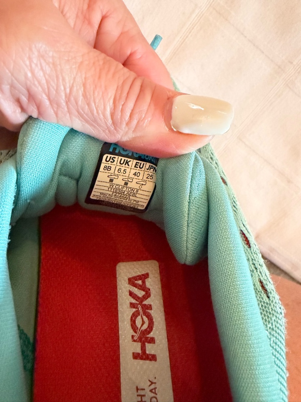 Hoka Women's Teal and Red Athletic Running Shoes - Picture 5 of 6
